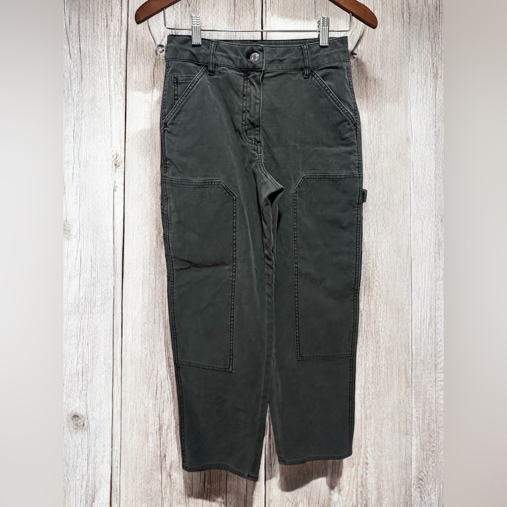 Aritzia Wilfred Free Brennan Gray Cargo Carpenter Utility Pants Size 2 EUC